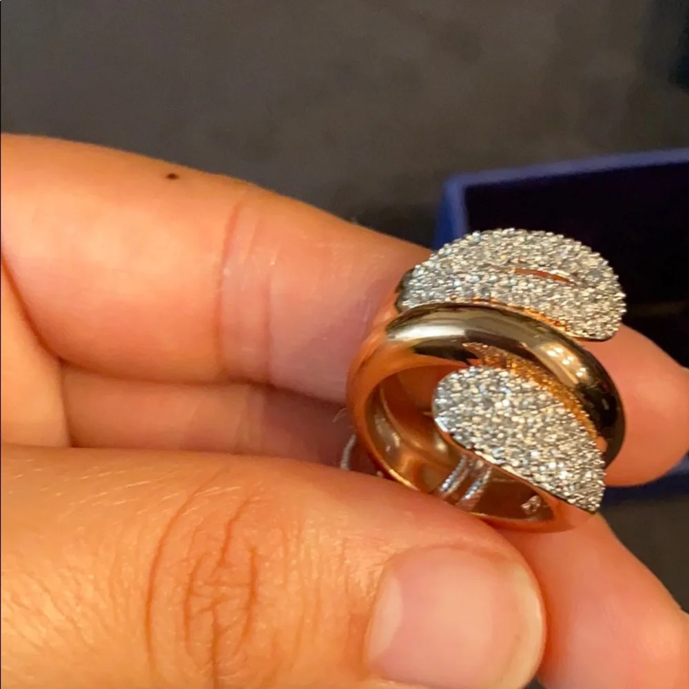 Swarovski Rose Gold and Crystal Pave Double Band Ring